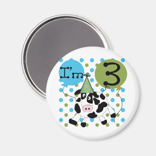 Blue Cow 3rd誕生日Tシャツとギフト マグネット (正面/裏面)