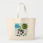 Blue Cow 3rd誕生日Tシャツとギフト ラージトートバッグ (正面)
