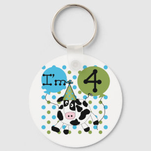 Blue Cow 4th誕生日Tシャツとギフト キーホルダー