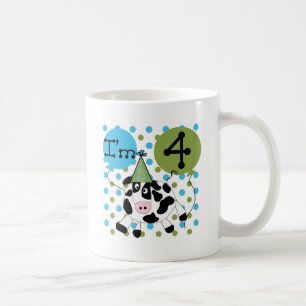 Blue Cow 4th誕生日Tシャツとギフト コーヒーマグカップ