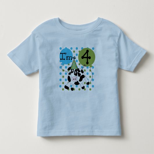 Blue Cow 4th誕生日Tシャツとギフト トドラーTシャツ (正面)