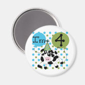 Blue Cow 4th誕生日Tシャツとギフト マグネット (正面/裏面)