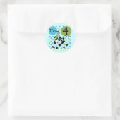 Blue Cow 4th誕生日Tシャツとギフト ラウンドシール (バッグ)