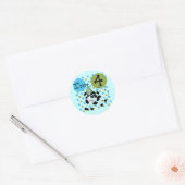 Blue Cow 4th誕生日Tシャツとギフト ラウンドシール (封筒)