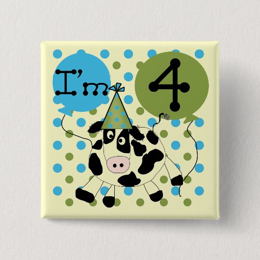 Blue Cow 4th誕生日Tシャツとギフト 缶バッジ (正面)