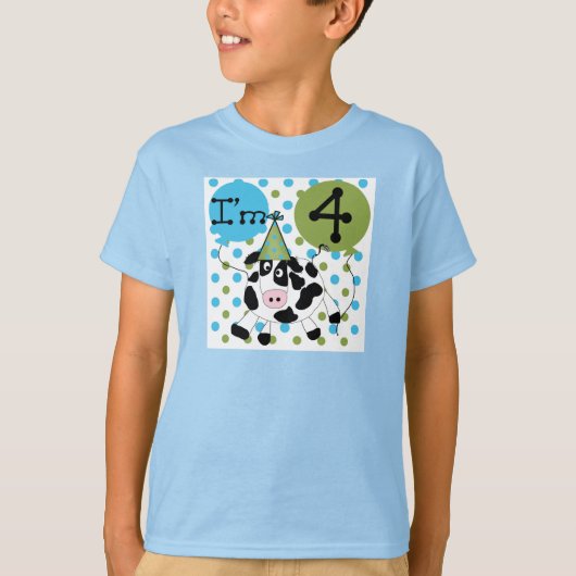 Blue Cow 4th誕生日Tシャツとギフト Tシャツ (正面)