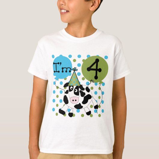 Blue Cow 4th誕生日Tシャツとギフト Tシャツ (正面)