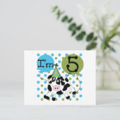 Blue Cow 5誕生日Tシャツとギフト ポストカード (スタンド正面)