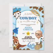Blue Cowboy Boy Baby Shower Invitation 招待状 (正面)