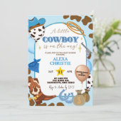 Blue Cowboy Boy Baby Shower Invitation 招待状 (スタンド正面)
