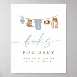 Blue Cowboy Clothesline Books for Baby ポスター