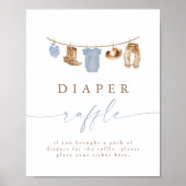 Blue Cowboy Clothesline Diaper Raffle ポスター (正面)