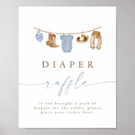 Blue Cowboy Clothesline Diaper Raffle ポスター