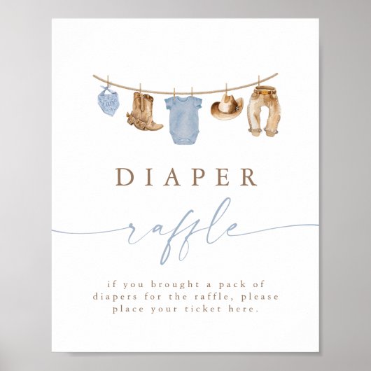 Blue Cowboy Clothesline Diaper Raffle ポスター (正面)