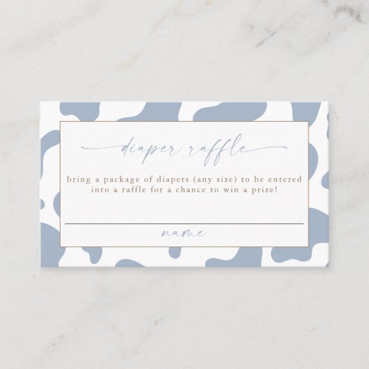 Blue Cowboy Cow Print Diaper Raffle Ticket プレイスカード (正面)