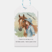 Blue Cowboy Kissing a Horse Birthday Thanks ギフトタグ (裏面)
