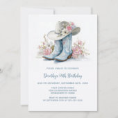 Blue Cowgirl Boots and Hat Birthday Party 招待状 (正面)