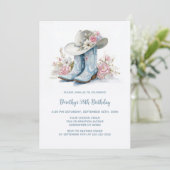 Blue Cowgirl Boots and Hat Birthday Party 招待状 (スタンド正面)