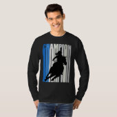 Blue Cowgirl Champion Horse Riding Barrel Racing W Tシャツ (正面フル)