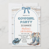 Blue cowgirl party invitation 招待状 (正面)