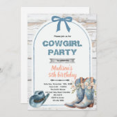 Blue cowgirl party invitation 招待状 (正面/裏面)
