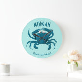 Blue Crab Beach Round Kitchen Clock ラージ壁時計 (ホーム)