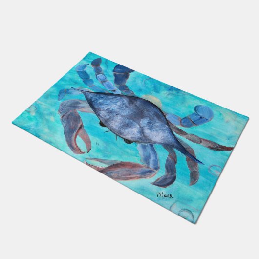 Blue crab coastal home ドアマット (アングル)
