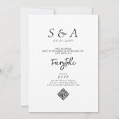 Blue Crab Doodle Beach QR Code RSVP Casual Wedding 招待状 (裏面)