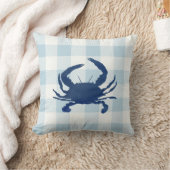 Blue Crab Nautical Blue Gingham Check クッション (ブランケット)