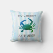 Blue Crab Nautical No Crabby Attitudes クッション (正面)