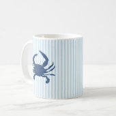 Blue Crab Nautical Painting Blue Stripe Art Mug コーヒーマグカップ (正面左)