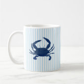 Blue Crab Nautical Painting Blue Stripe Art Mug コーヒーマグカップ (左)