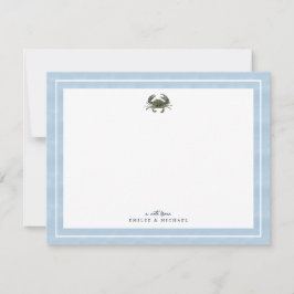 Blue Crab Watercolor Custom Stationery ノートカード
