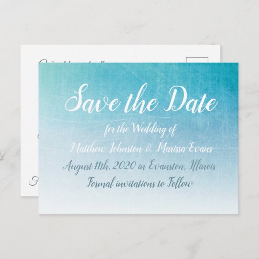 Blue Crackle日付パーソナライズされたポストカードの保存 ポストカード (正面/裏面)