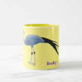 Blue crane bird cartoon illustration  ツートーンマグカップ (中央)