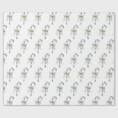 Blue Cream Candy Canes Bows Christmas ラッピングペーパー (フラット)