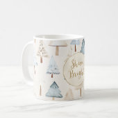 Blue Cream Christmas Trees Gold Glitter   コーヒーマグカップ (正面左)