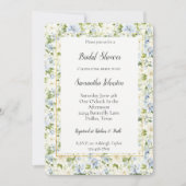 Blue Cream Floral Bridal Shower   招待状 (正面)
