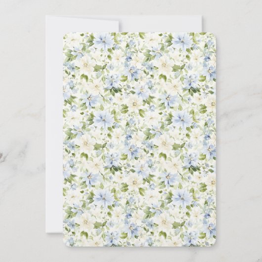 Blue Cream Floral Wedding 招待状 (裏面)