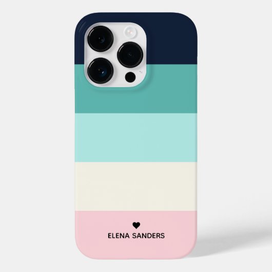 Blue Cream Stripes Modern for Her Case-Mate iPhoneケース (裏面)