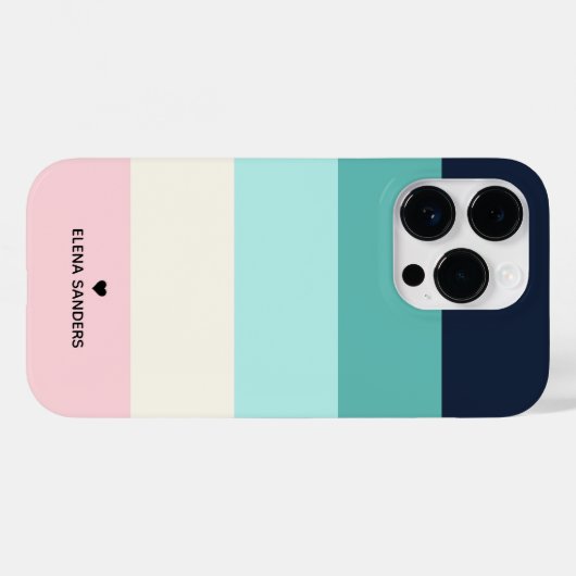 Blue Cream Stripes Modern for Her Case-Mate iPhoneケース (裏面 (横))