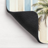 Blue Cream Stripes Tropical Palm Tree マウスパッド (コーナー)