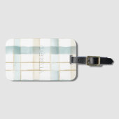 Blue Cream White Plaid Stripes ラゲッジタグ (正面横)