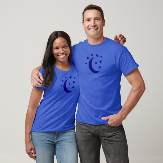 Blue Crescent Moon and Stars Tシャツ (ユニセックス)
