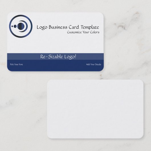 Blue Crescent Moon & Planetsロゴ 名刺 (正面/裏面)