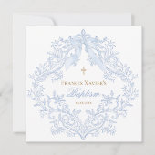  blue crest baby boy Baptism | small size 招待状 (正面)