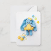 Blue Crochet Bunny – Soft Handmade Charm ノートカード (正面)