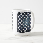 Blue Crochet Granny Square Coffee Mug コーヒーマグカップ (正面右)