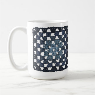 Blue Crochet Granny Square Coffee Mug コーヒーマグカップ