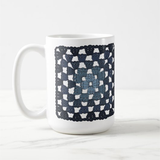Blue Crochet Granny Square Coffee Mug コーヒーマグカップ (左)
